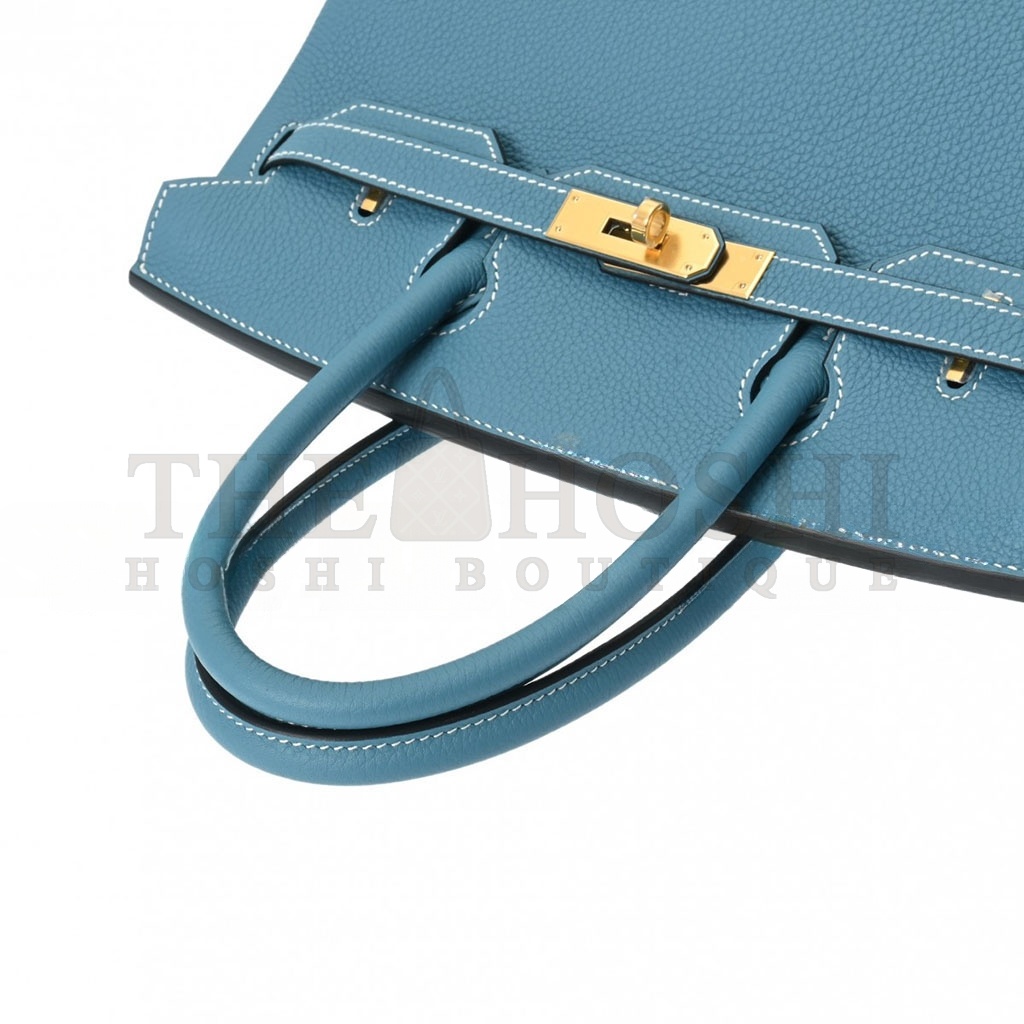 H**me5 BIRKIN 30 DENIM BLUE GOLD BUCKLE BAG 619577 (30*20*13cm) Master Quality